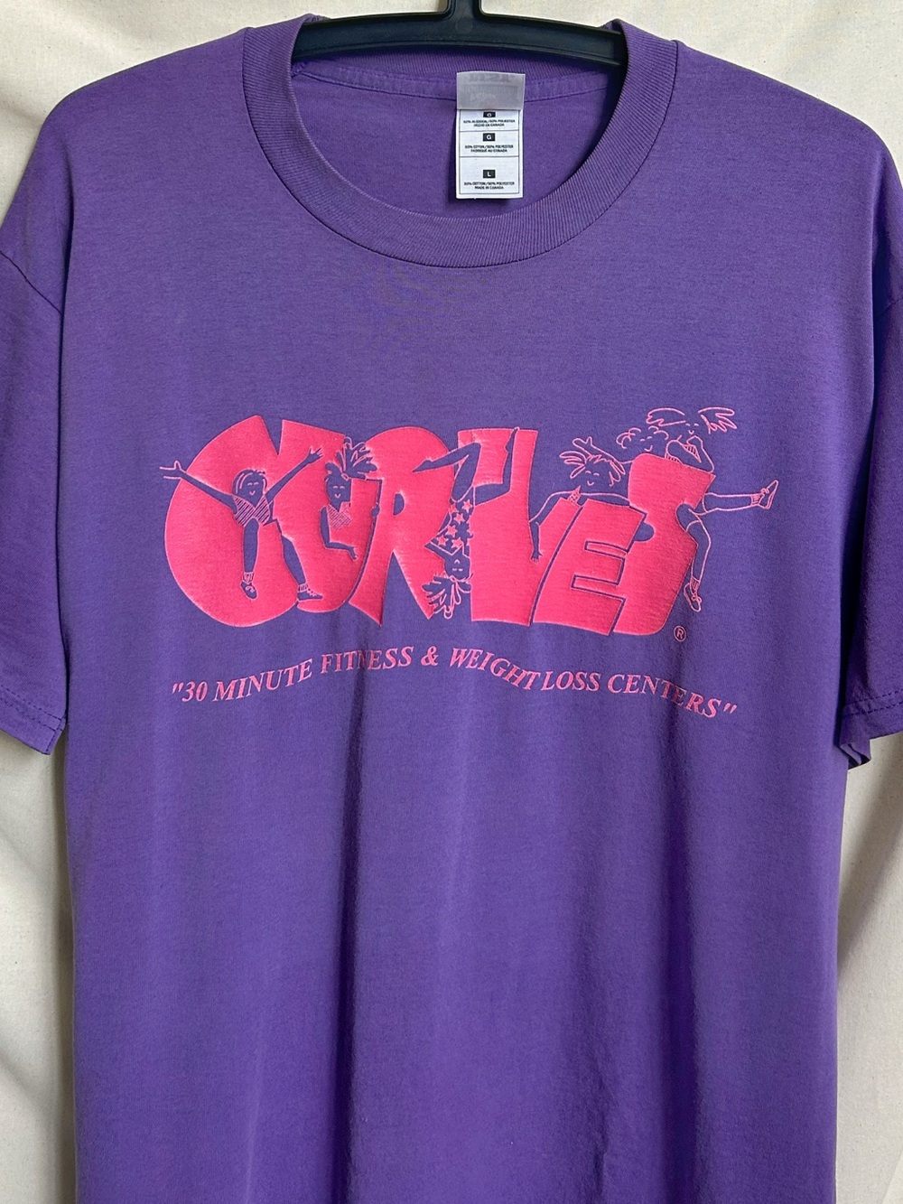 90s Vintage Curves T-shirt Fitness Gym Weight Loss Center Cute Cartoon Brand